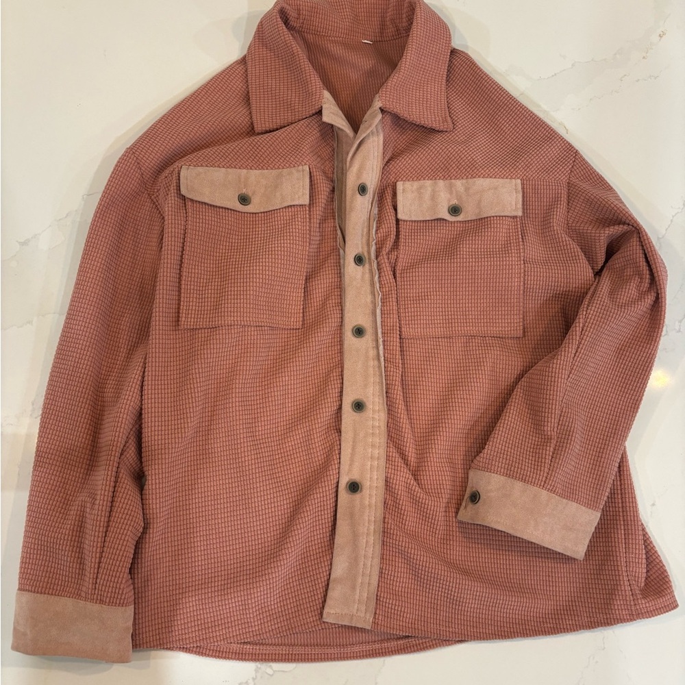 Women’s Casual Button-Up Jacket - Pink